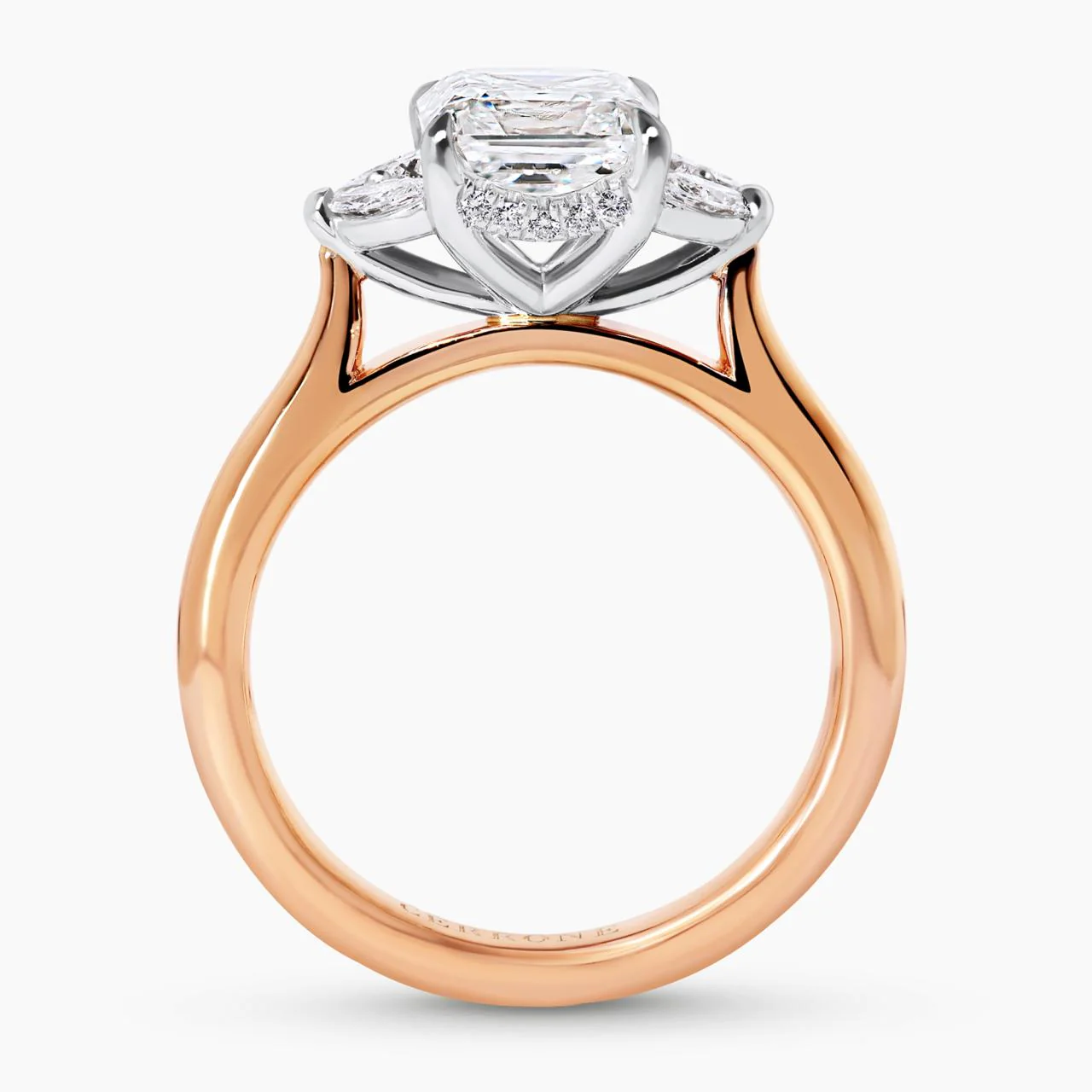 GIOIA - 18ct rose and white gold 1.90ct Asscher cut diamond engagement ring with marquise and round brilliant cut diamonds - Image 3