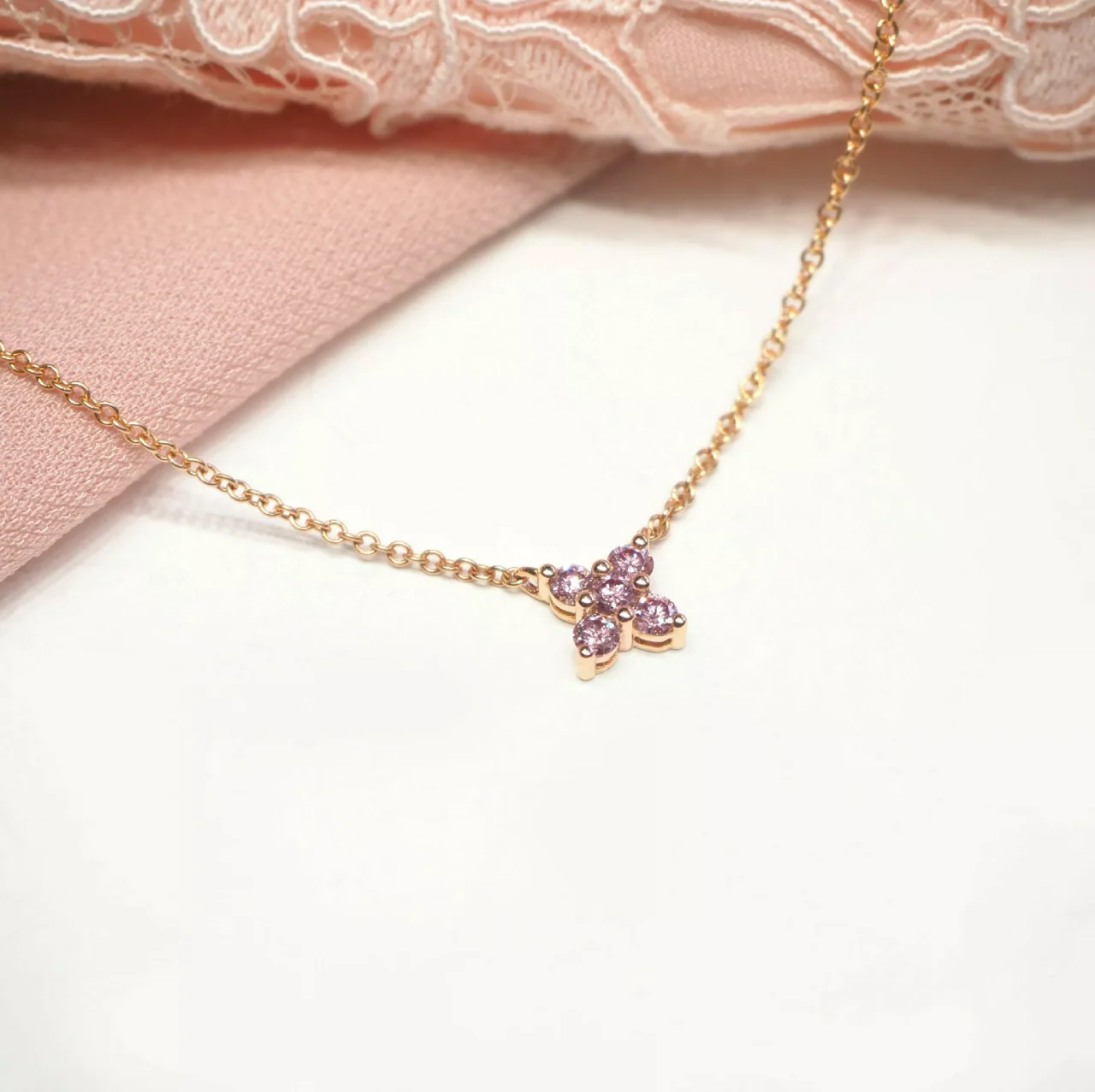 18ct rose gold Australian Argyle Pink Diamond Necklace - Image 3