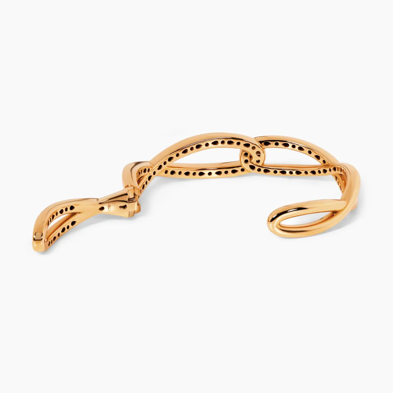 18ct rose gold diamond set hinged bangle - Image 3
