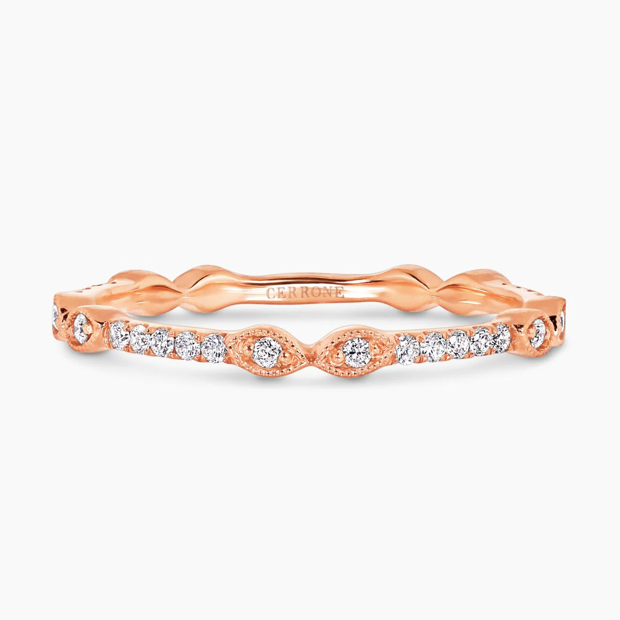 18ct rose gold diamond set stacking rings