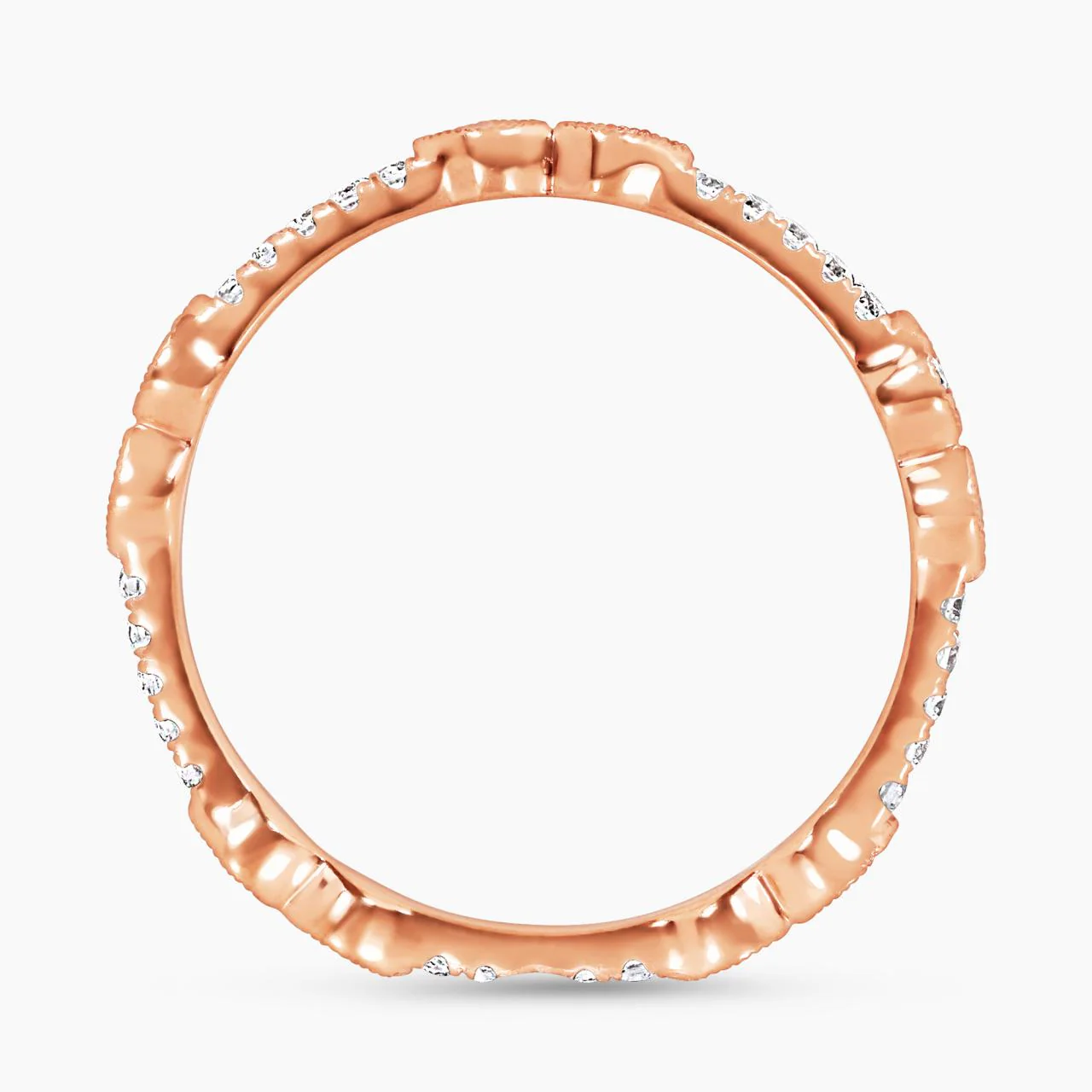 18ct rose gold diamond set stacking rings - Image 2
