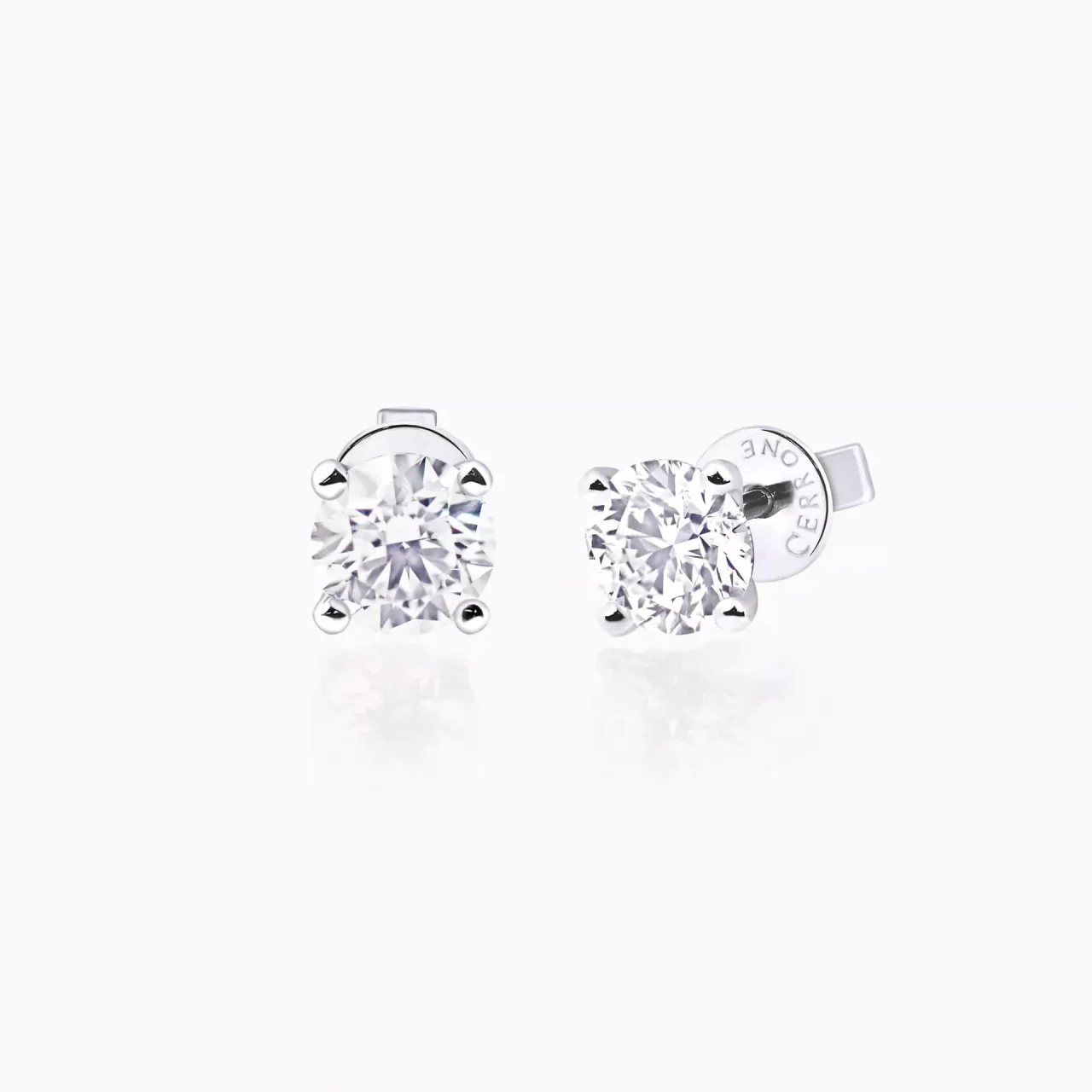 18ct white gold 2=0.82ct DEF VVS VS round brilliant cut lab grown diamonds stud earrings in a four claw setting