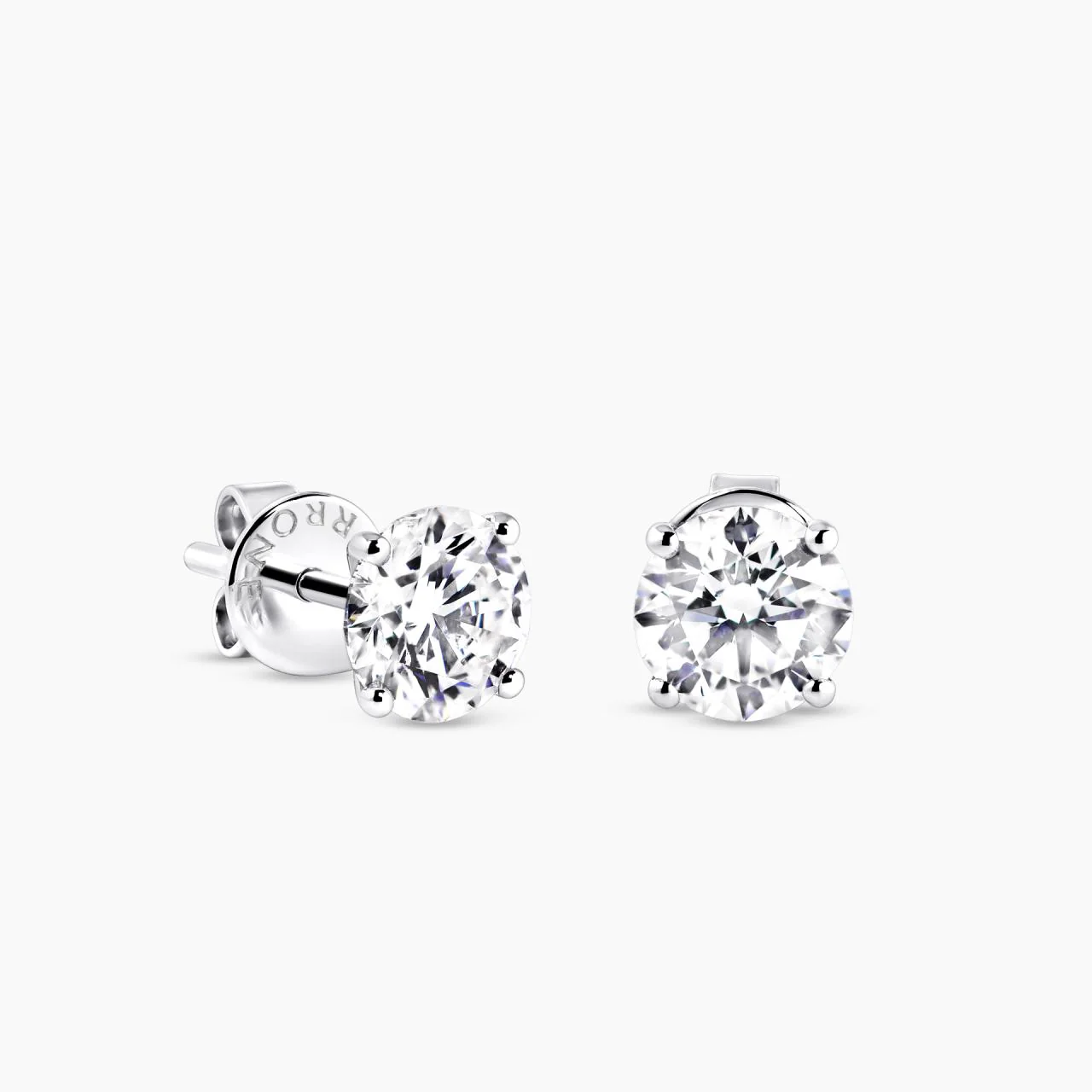 18ct white gold 2=2.01 round brilliant cut diamond stud earrings