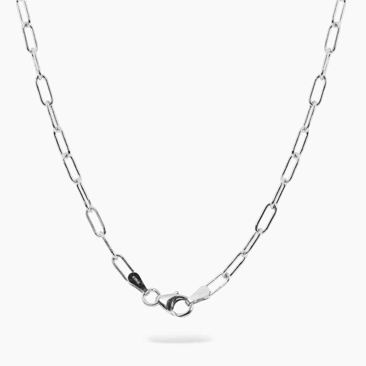 18ct white gold 45cm solid paperclip link chain with lobster clasp - Image 2