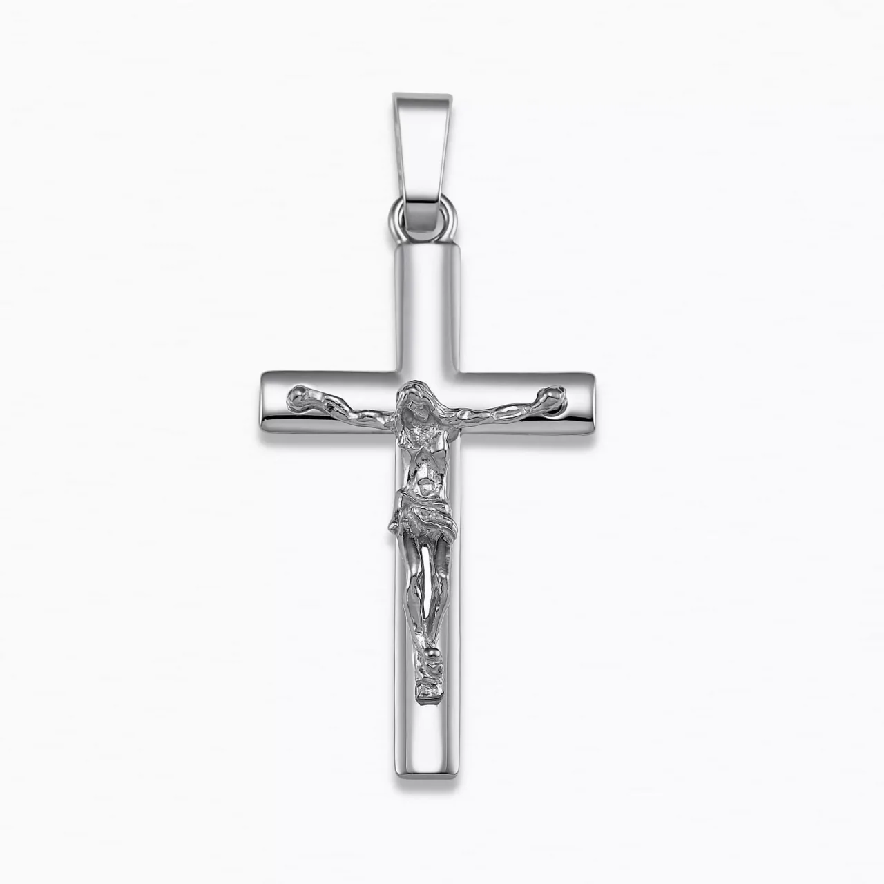 18ct white gold crucifix pendant 4.5cm