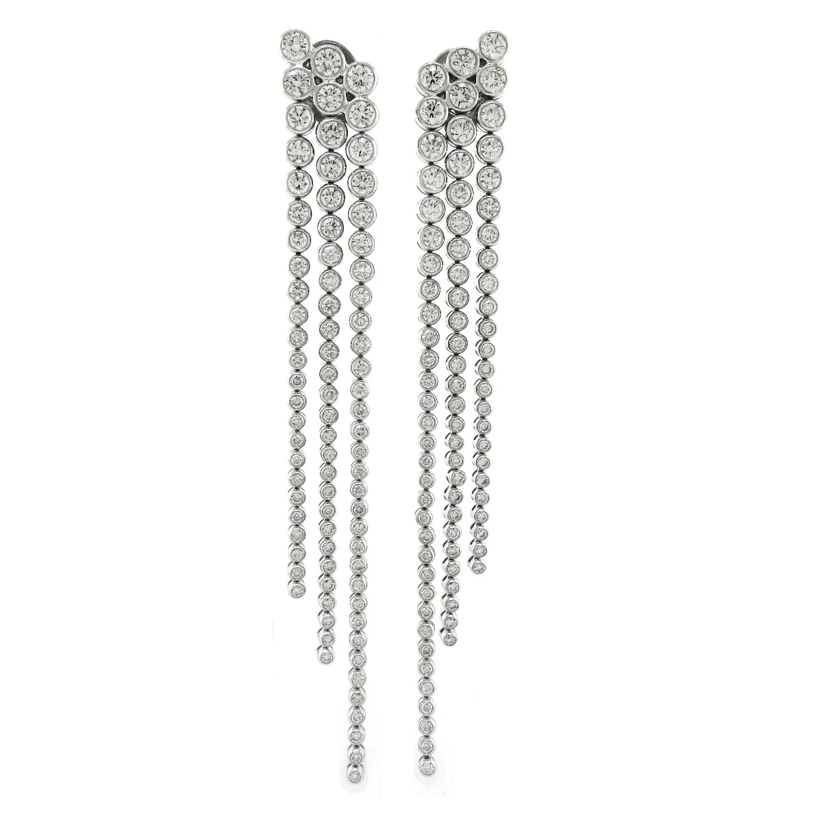 18ct white gold diamond bezel set drop earrings