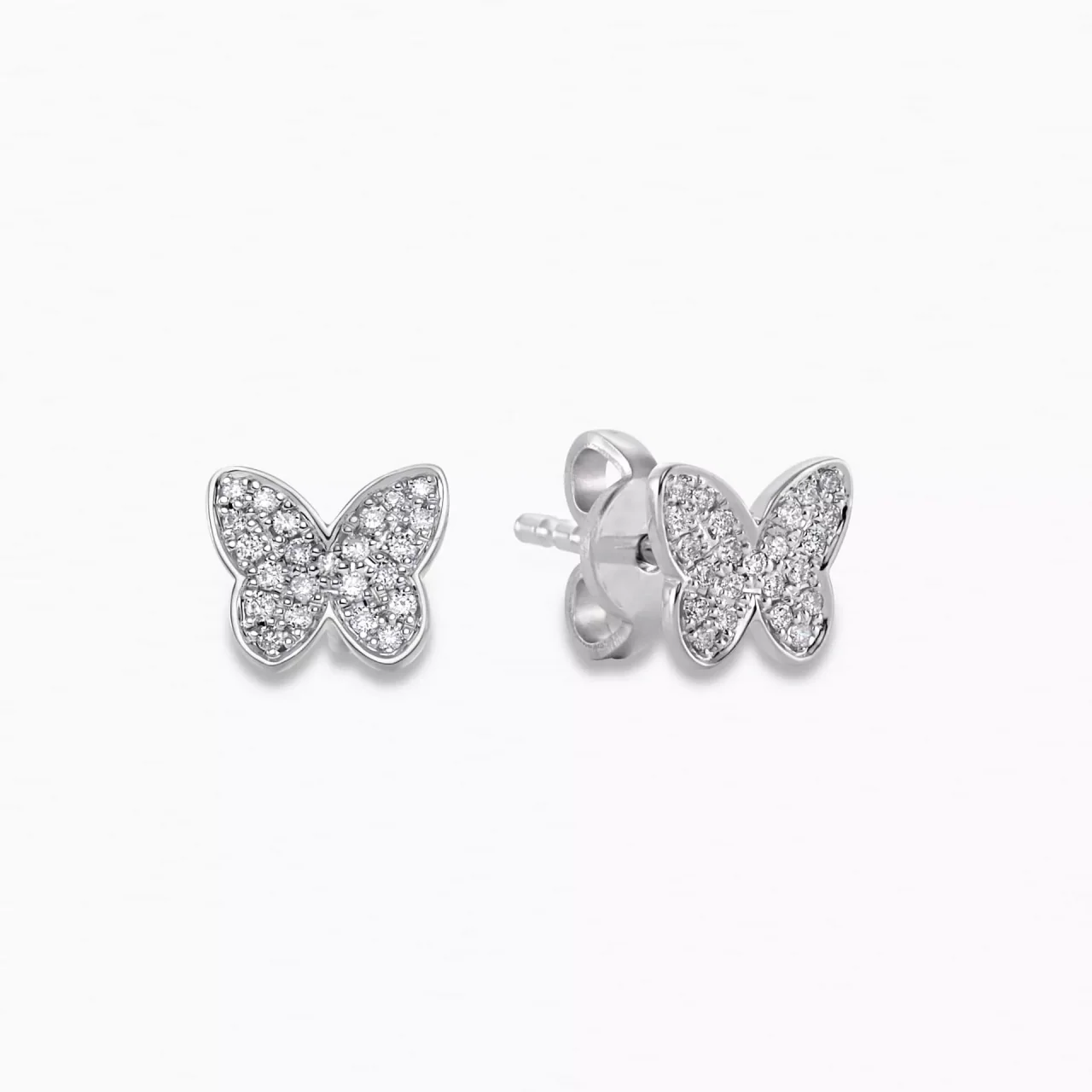 18ct white gold diamond butterfly stud earrings