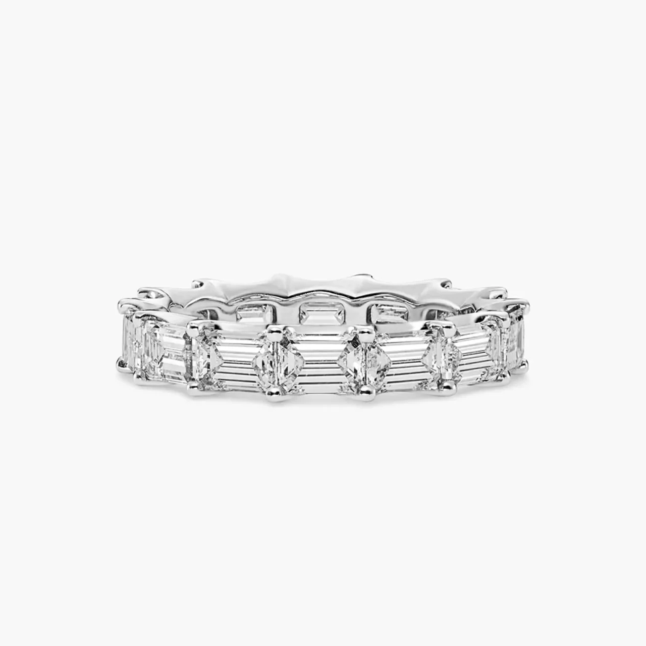 18ct white gold emerald full circle cut diamond ring