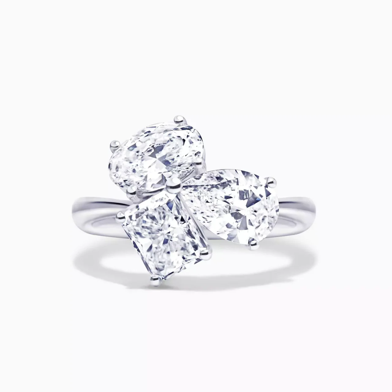 TRASTEVERE BIANCA - 18ct white gold oval, pear, radiant trilogy engagement ring
