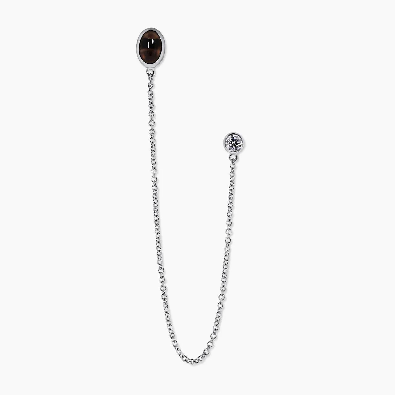 18ct white gold smokey quartz and diamond brooch - Image 2