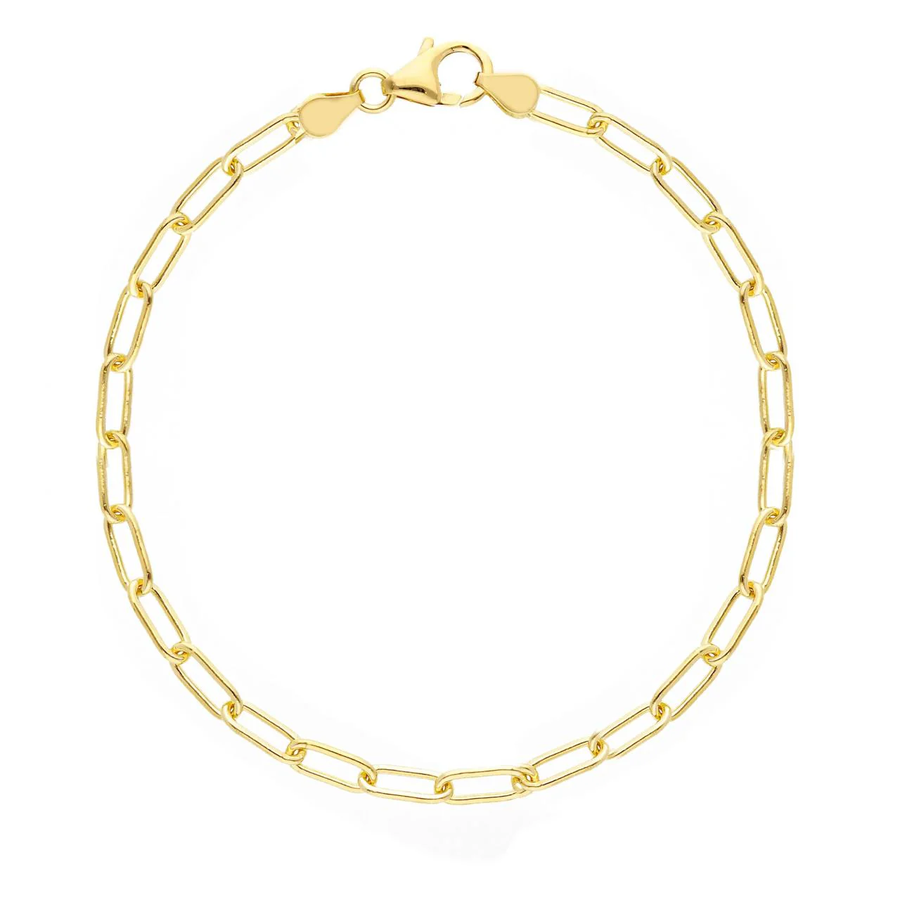 18ct yellow gold 19cm paperclip link bracelet