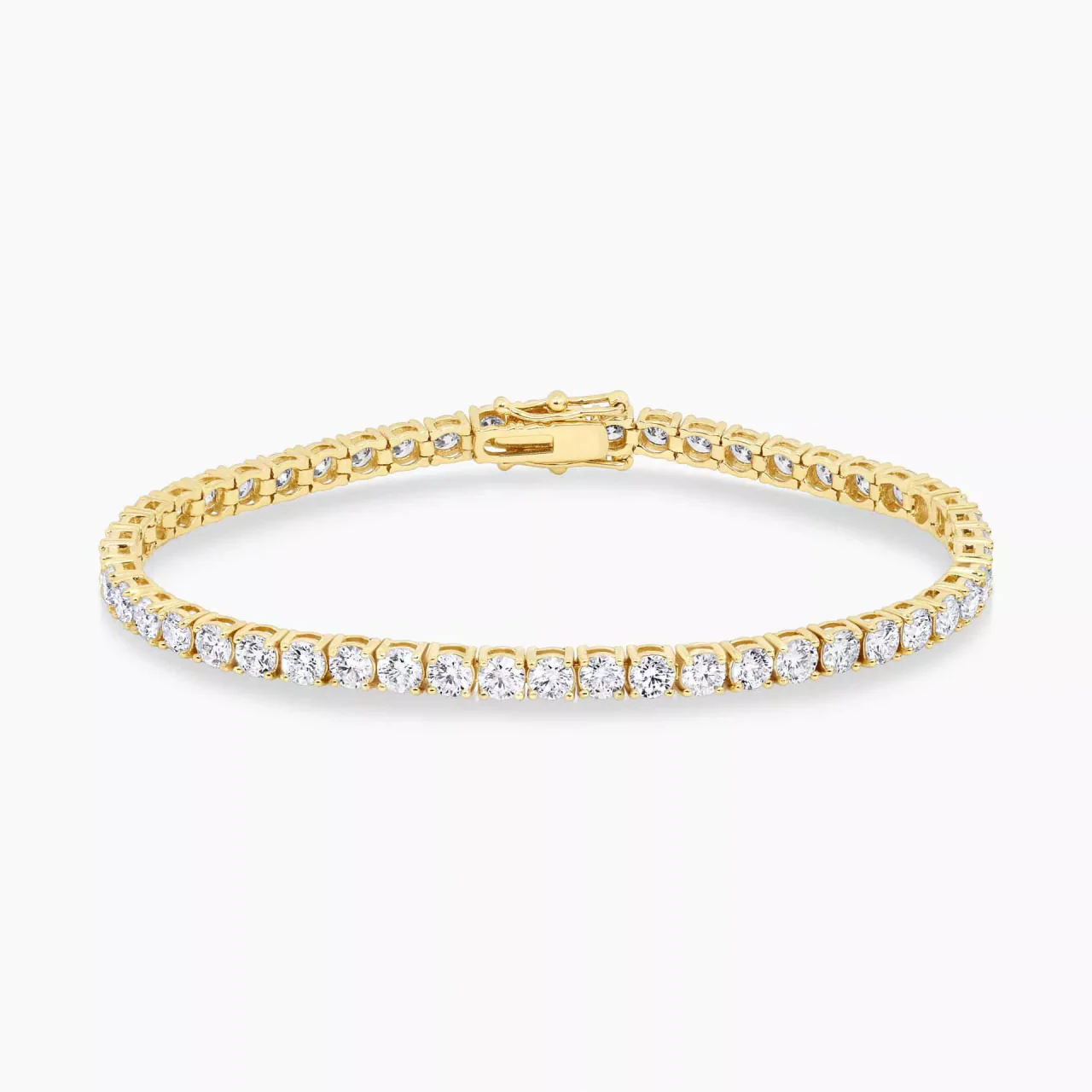 18ct yellow gold 58=6.02ct Round brilliant cut diamond tennis bracelet