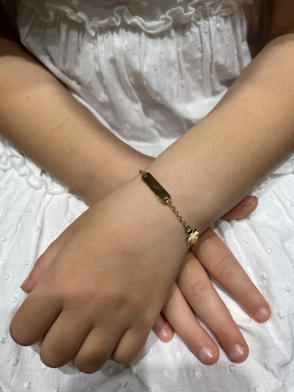 18ct yellow gold angel ID baby bracelet