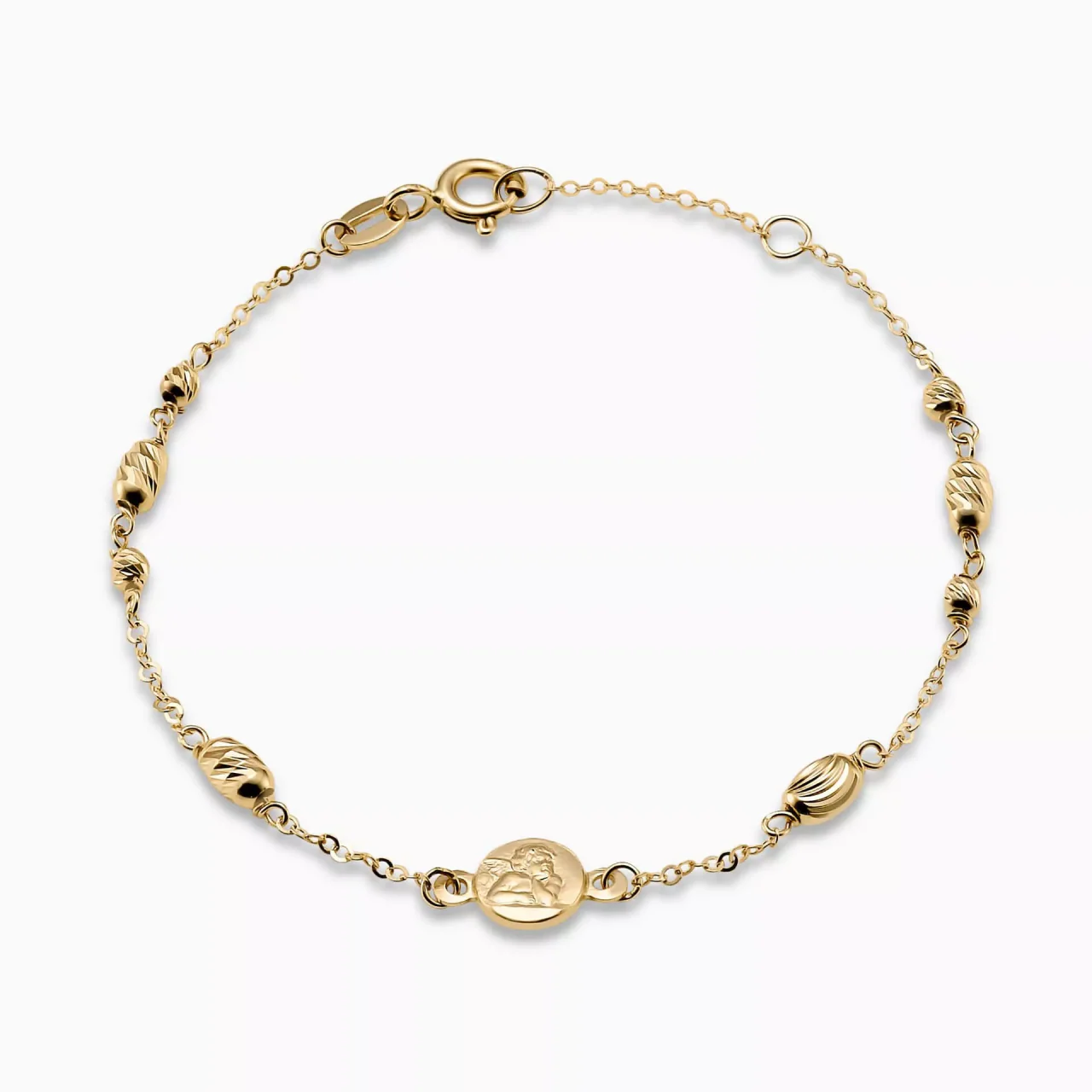 18ct yellow gold baby bracelet with an angel medal