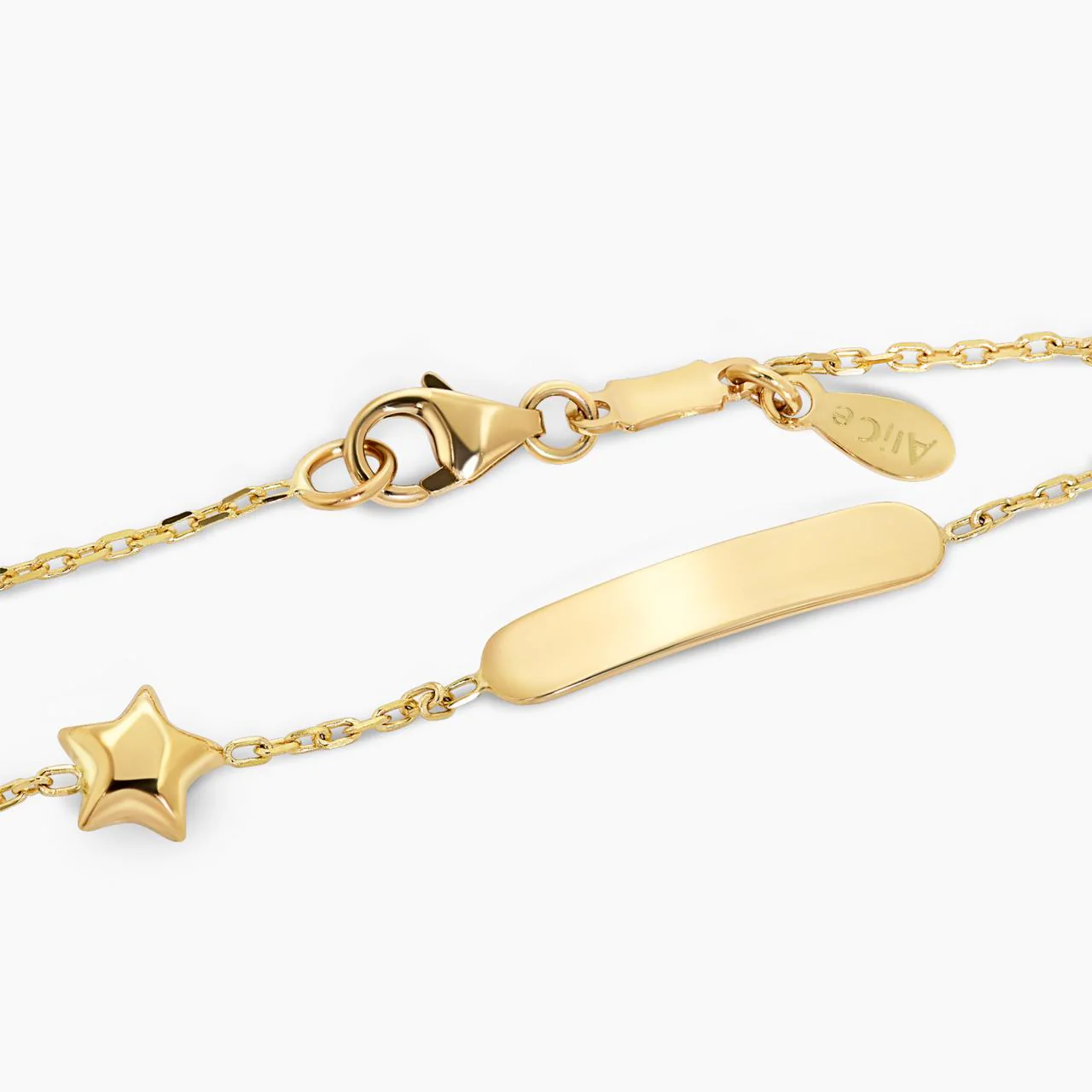 18ct yellow gold baby ID bracelet with a star 14cm - Image 4