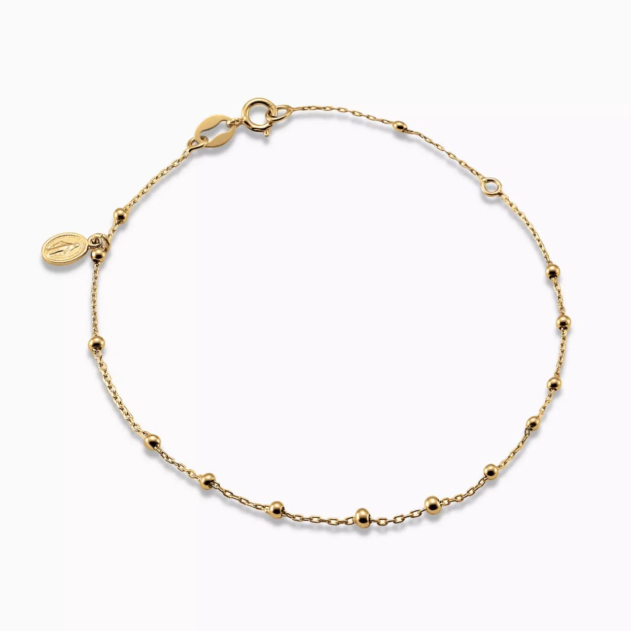 18ct yellow gold baby rosary bracelet with medallion