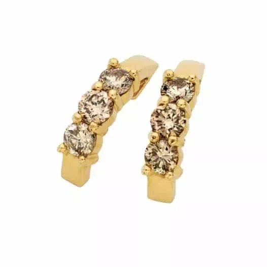 18ct Yellow Gold Cognac Half Hoop Earrings - Image 2
