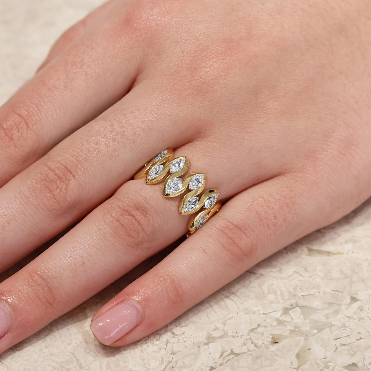 18ct yellow gold full circle 3.78ct marquise cut diamond ring - Image 2