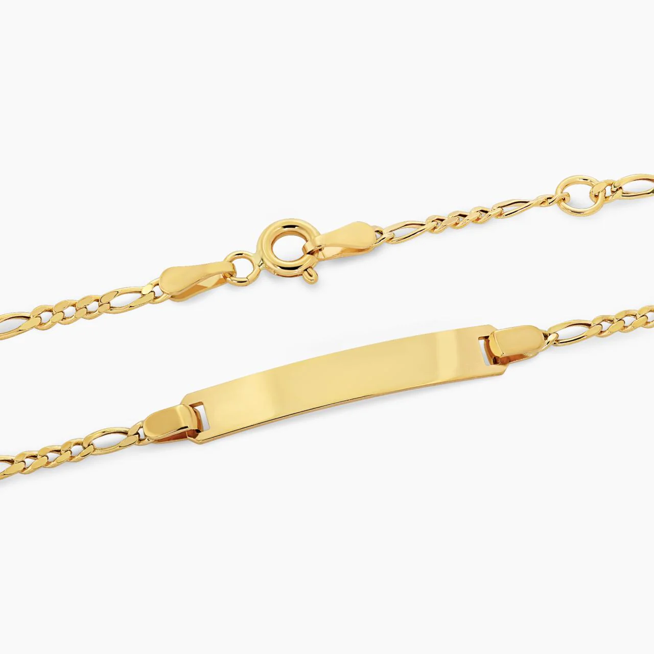 18ct yellow gold ID diamond cut Figaro baby bracelet - Image 2