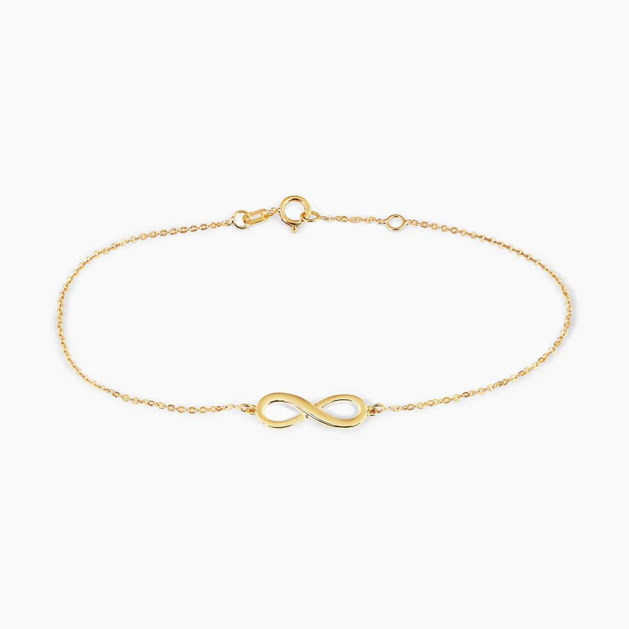 18ct yellow gold infinity bracelet with spring ring clasp