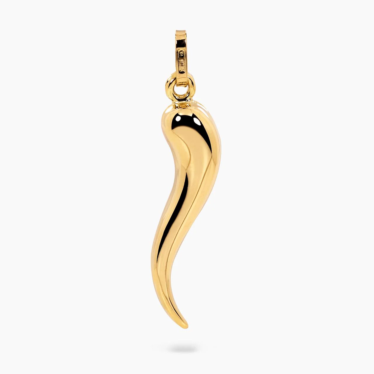 18ct yellow gold Italian horn (corno) charm 40mm