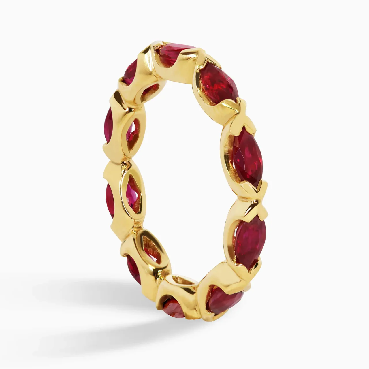 18ct yellow gold marquise cut ruby full circle ring - Image 2