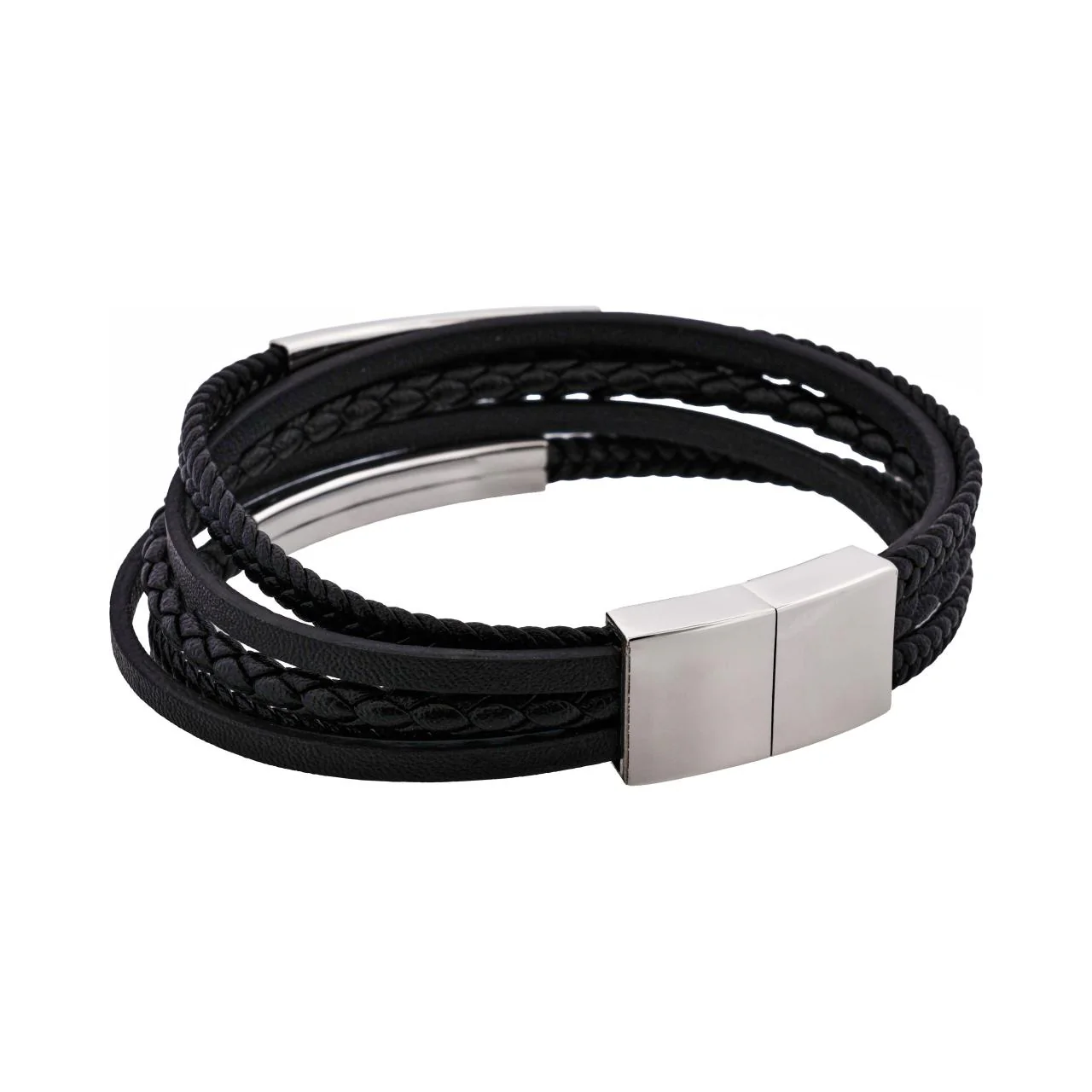 Sierra Black Multi-Strand Leather Bracelet 22cm - Image 3