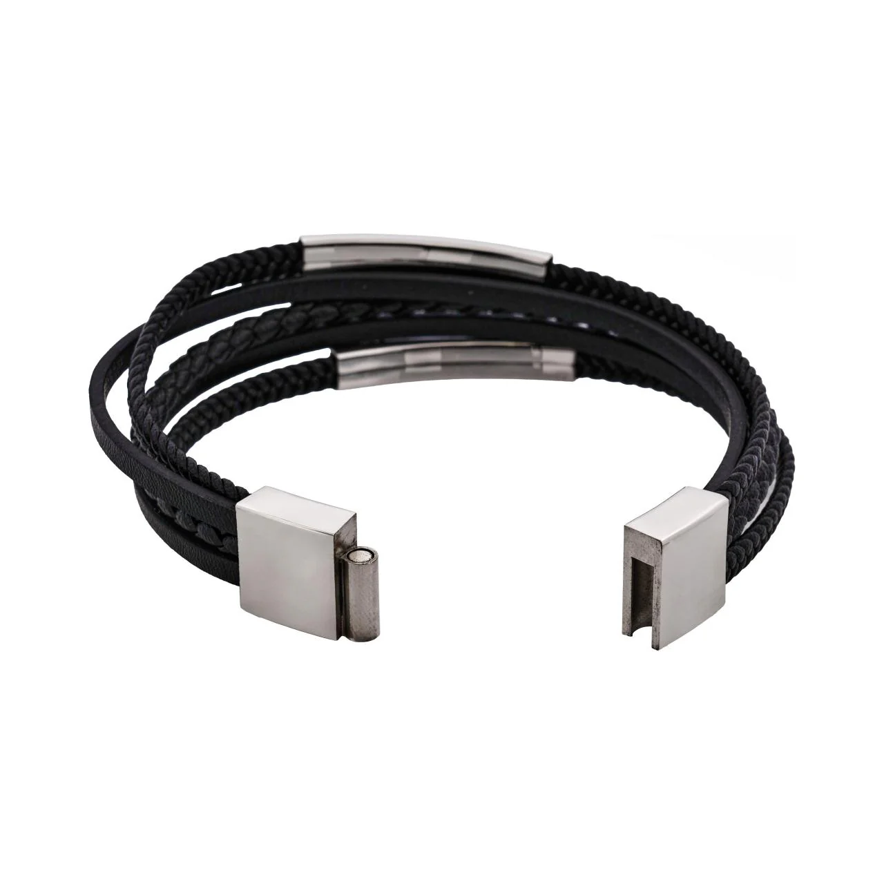 Sierra Black Multi-Strand Leather Bracelet 22cm - Image 4