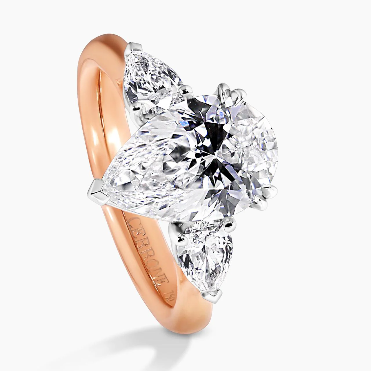 GRACIA ETERNA -  18ct rose and white gold 2.74ct E VS1 LAB Grown Pear shaped diamond engagement ring IGI Cert - Image 2
