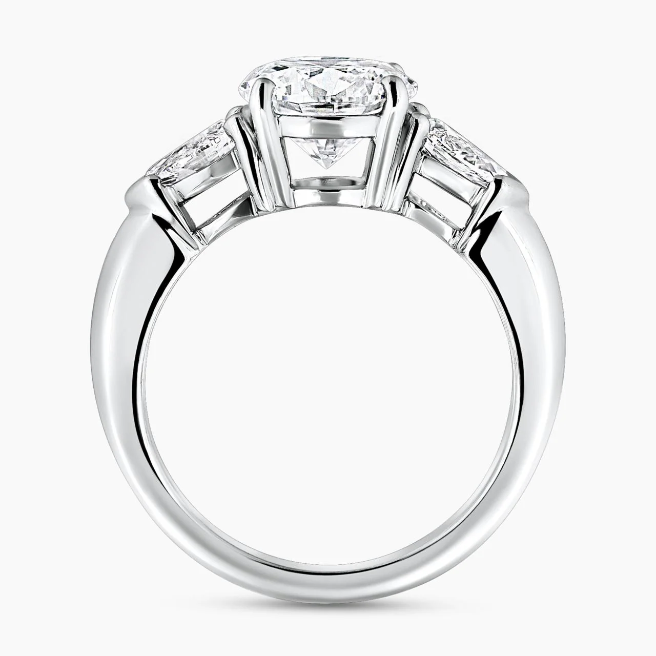 18ct white gold round brilliant cut diamond engagement ring with pear shaped diamonds on the side GIA Cert - Image 3