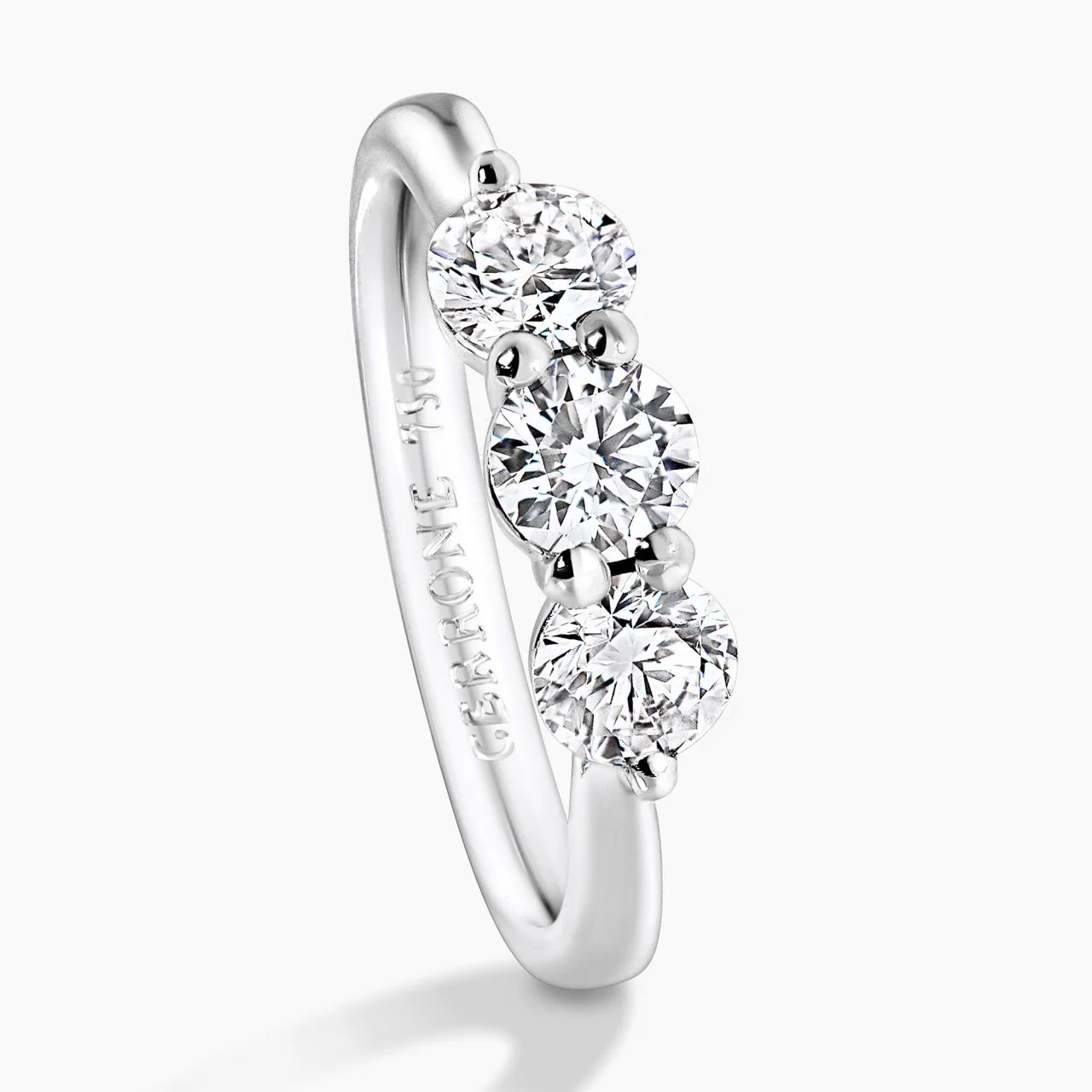 18ct white gold 3=1.01ct round brilliant cut diamonds engagement ring in a claw setting - Image 4