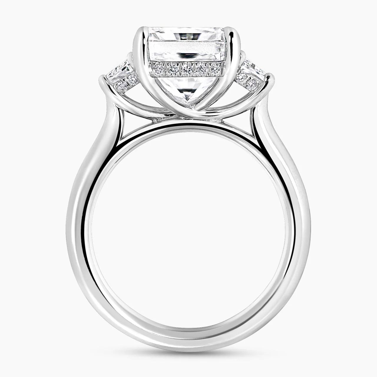 AURA - Platinum 5.03ct radiant diamond ring with 2=0.73ct trapezoid brilliant cut diamonds on the side GIA Cert - Image 4