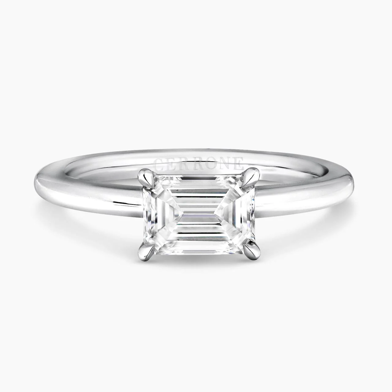 18ct yellow and white gold 1.00ct  emerald cut diamond solitaire engagement ring GIA Cert
