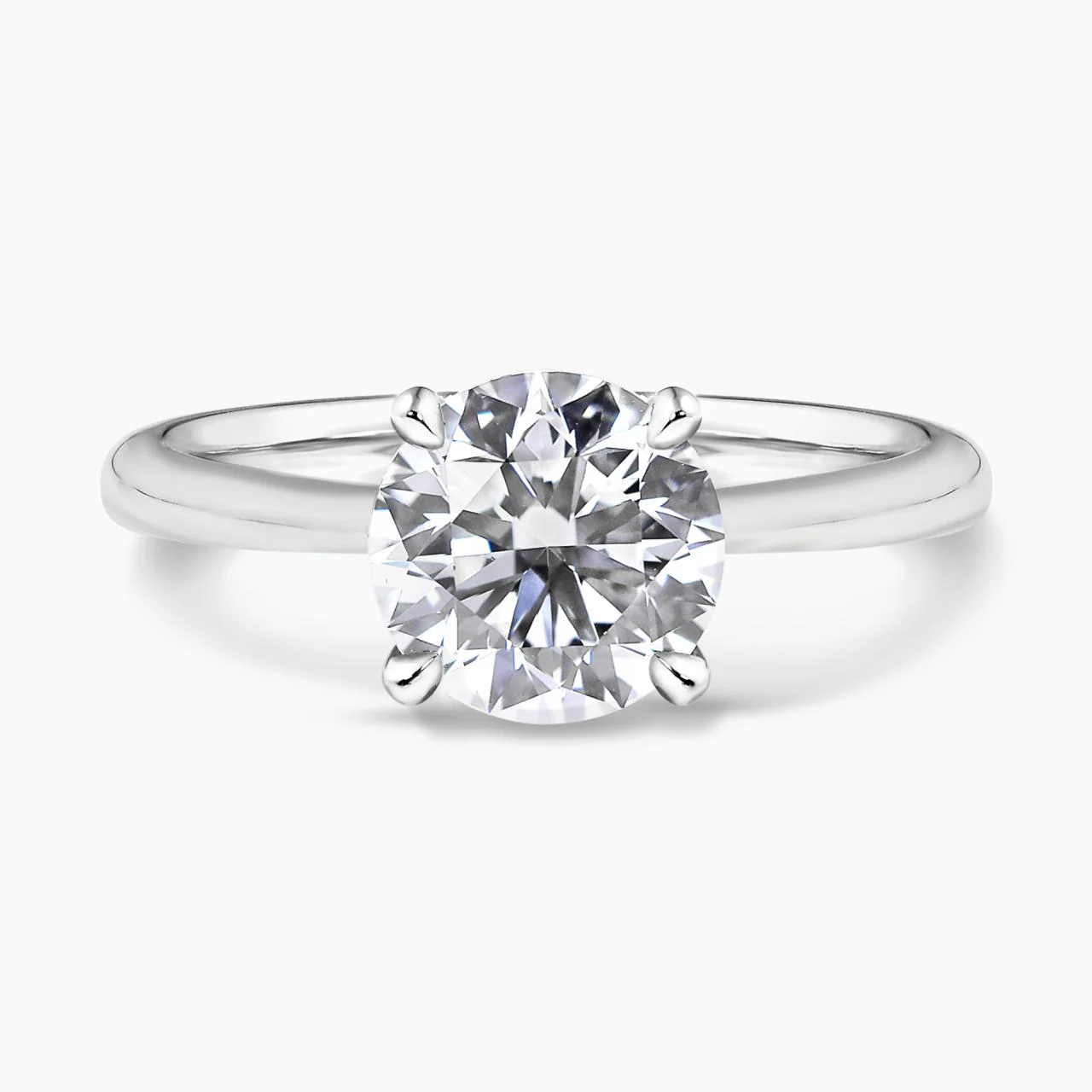 Platinum 2.20ct round brilliant cut diamond four claw solitaire engagement ring