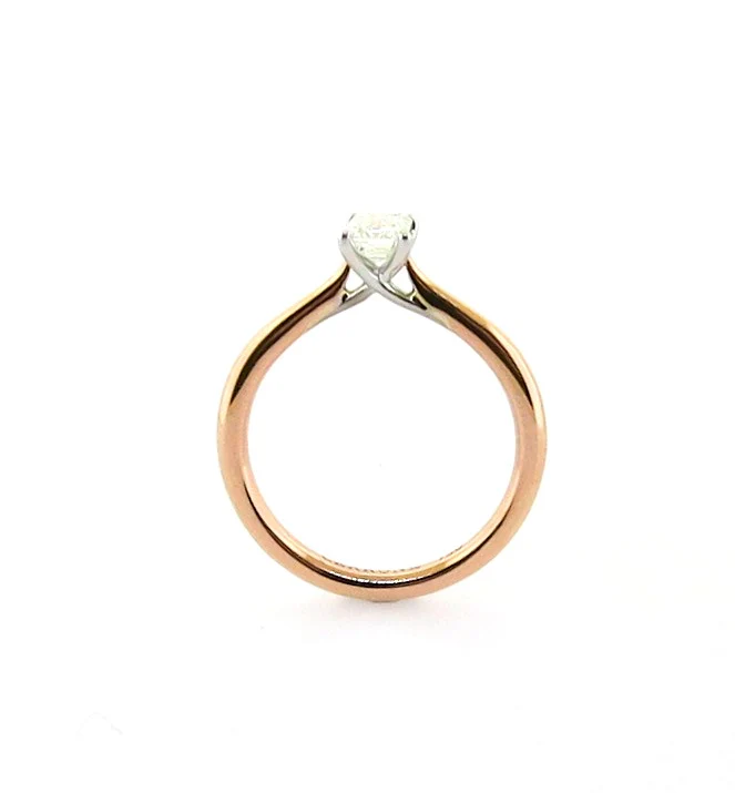 PUGLIA - 18ct rose and white gold emerald cut diamond cross over underail engagement ring - Image 2