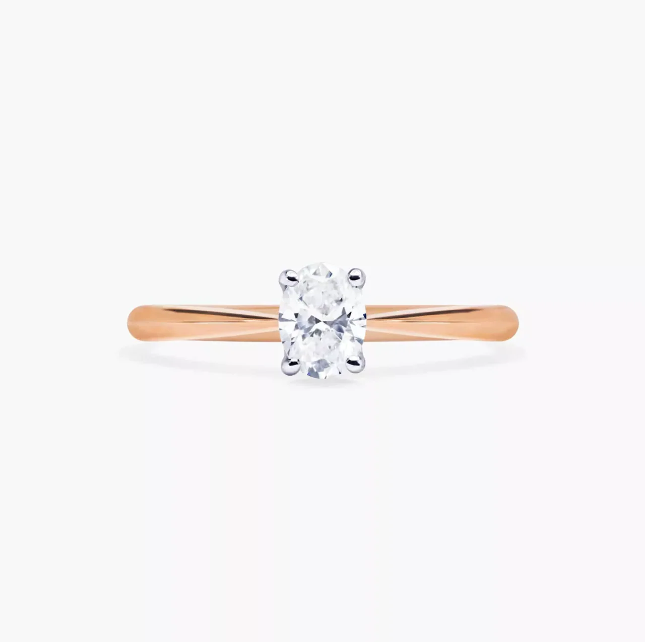 PUGLIA - 18ct rose and white gold oval brilliant cut diamond cross over underail engagement ring