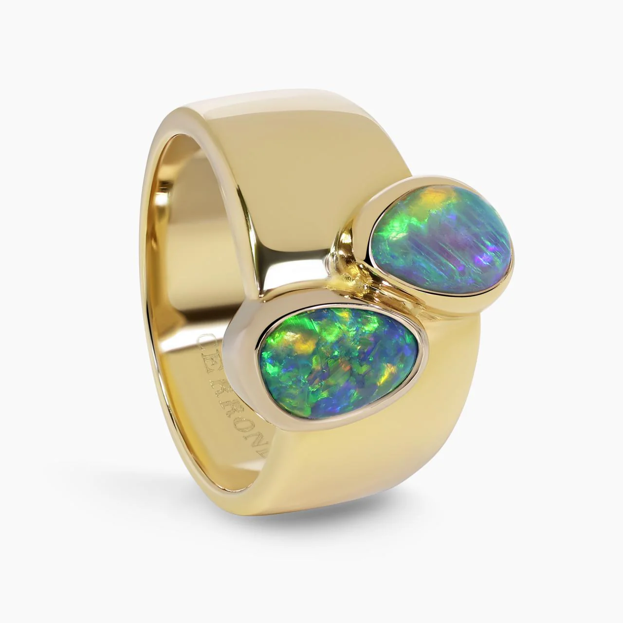 The Golden Horizon Ring – 18ct Yellow Gold Opal Ladies Dress Ring - Image 2