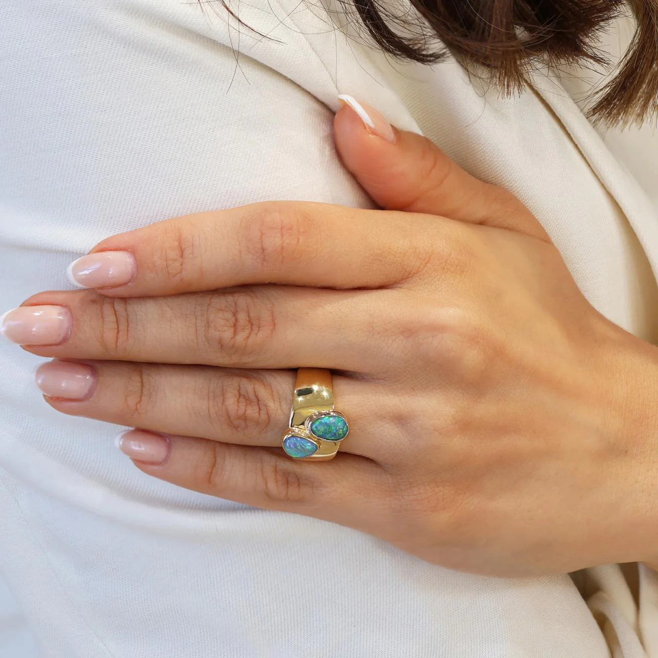 The Golden Horizon Ring – 18ct Yellow Gold Opal Ladies Dress Ring - Image 3