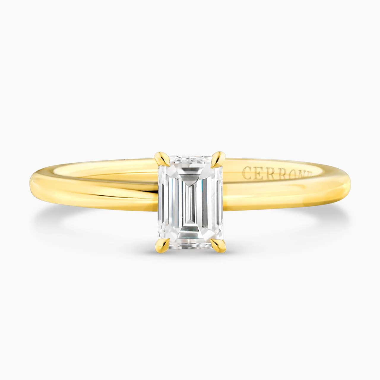 TORINO - 18ct yellow gold 0.50ct emerald cut solitaire ring in a four claw setting