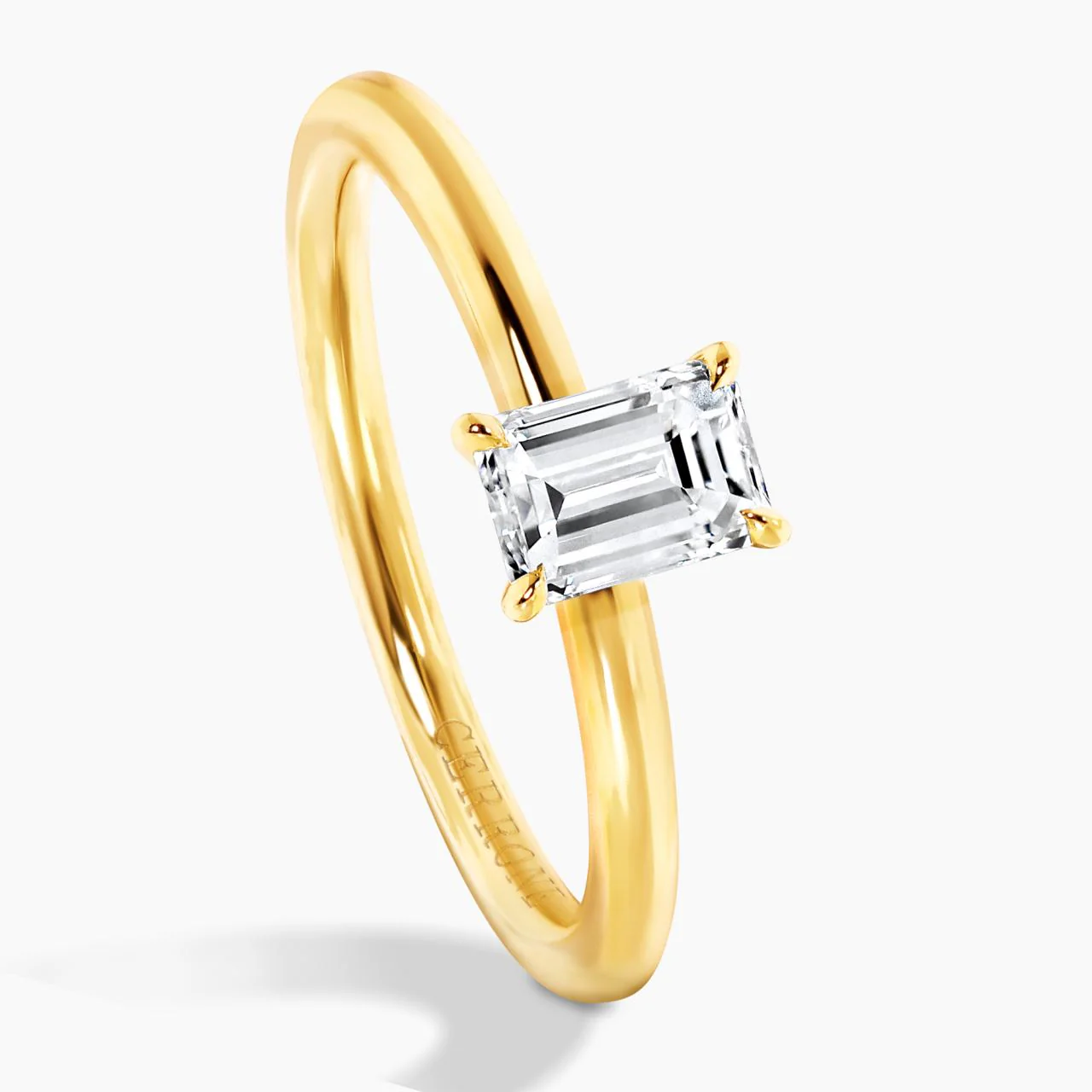 TORINO - 18ct yellow gold 0.50ct emerald cut solitaire ring in a four claw setting - Image 3
